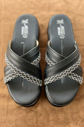 MILLI SHOES - Cross Strap Slides - Black